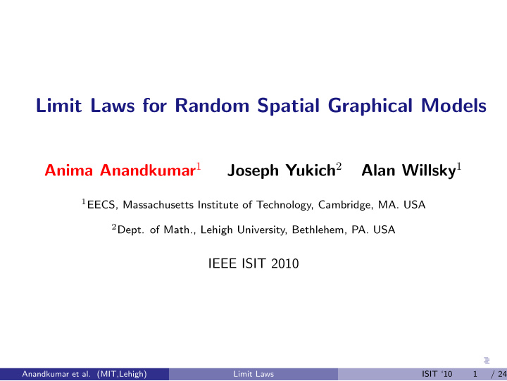 limit laws for random spatial graphical models