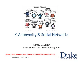 K-Anonymity  &amp;  Social  Networks    CompSci  590.03    Instructor: