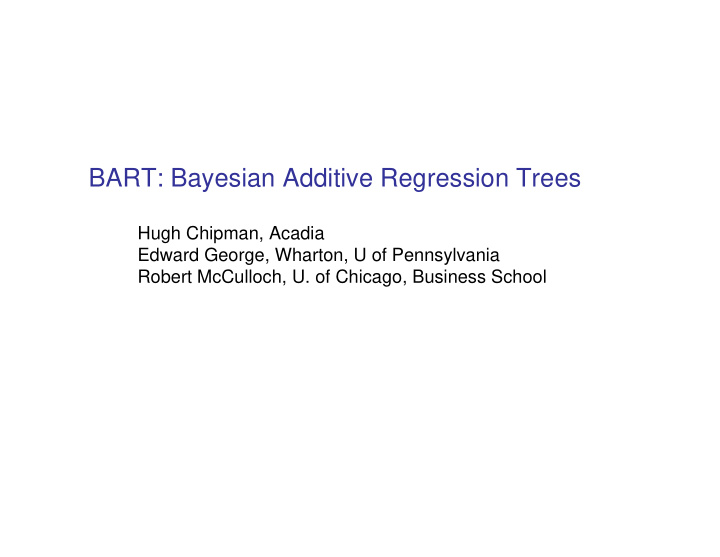 bart bayesian additive regression trees