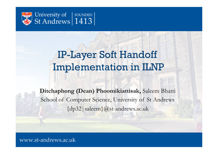 ip layer soft handoff implementation in ilnp