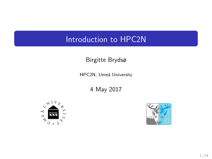 introduction to hpc2n