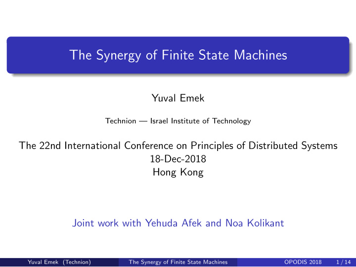 the synergy of finite state machines