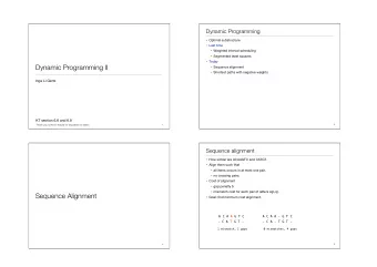 Dynamic Programming II  Sequence alignment  Shortest paths with negative weights  Inge Li
