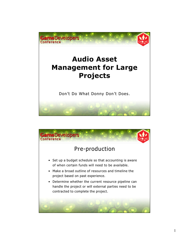 audio asset management for large projects
