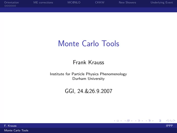 monte carlo tools