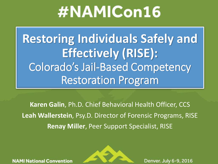 restoring individuals safely and