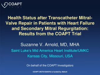 Valve Repair in Patients with Heart Failure  and Secondary Mitral Regurgitation:  Results from the
