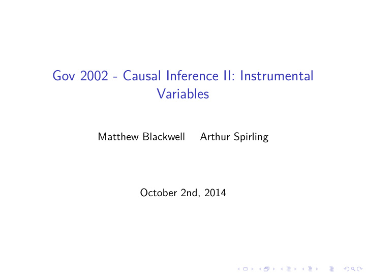 gov 2002 causal inference ii instrumental variables