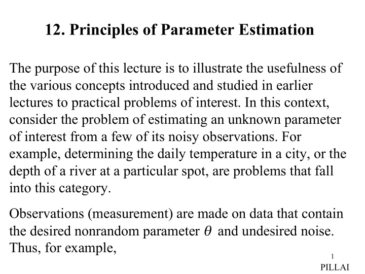 12 principles of parameter estimation