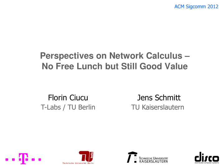 perspectives on network calculus