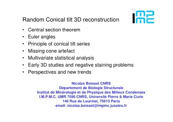 Random Conical tilt 3D reconstruction   Central section theorem   Euler angles   Principle