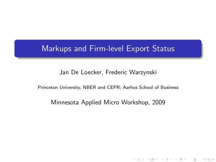markups and firm level export status