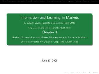 Information and Learning in Markets  by Xavier Vives, Princeton University Press 2008