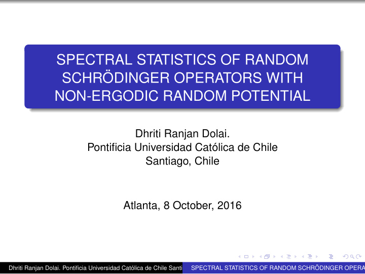 spectral statistics of random schr dinger operators with