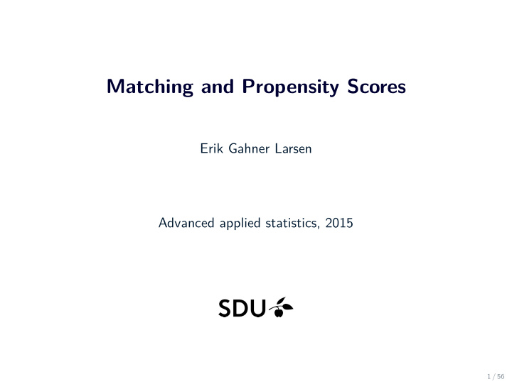 matching and propensity scores
