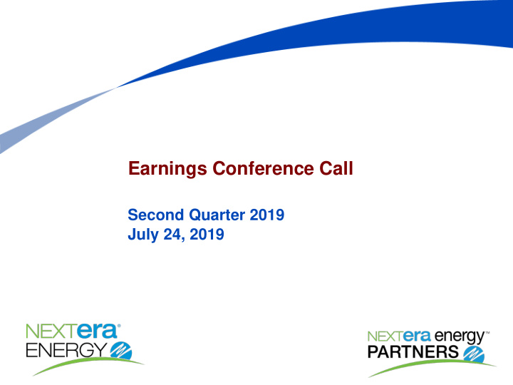 earnings conference call second quarter 2019 july 24 2019