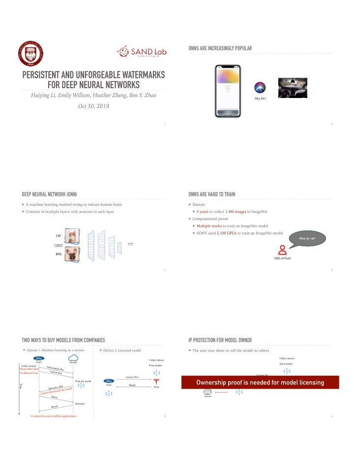 persistent and unforgeable watermarks for deep neural