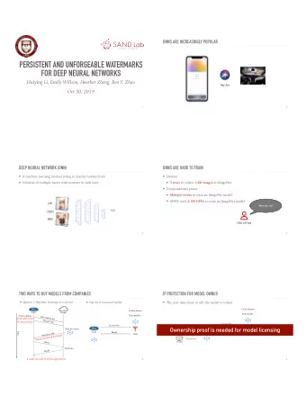 PERSISTENT AND UNFORGEABLE WATERMARKS  FOR DEEP NEURAL NETWORKS  Huiying Li, Emily Willson, Heather