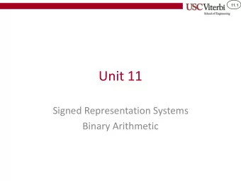 Unit 11  Signed Representation Systems  Binary Arithmetic  11.2  BINARY REPRESENTATION SYSTEMS
