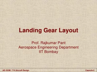 Landing Gear Layout  Prof. Rajkumar Pant  Aerospace Engineering Department  IIT Bombay  AE-332M /