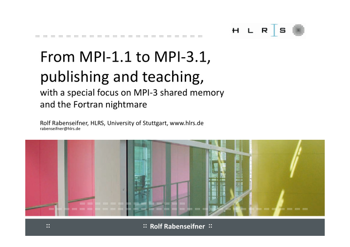 from mpi 1 1 to mpi 3 1 publishing and teaching