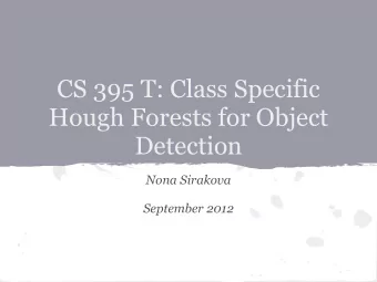 CS 395 T: Class Specific  Hough Forests for Object  Detection  Nona Sirakova  September 2012