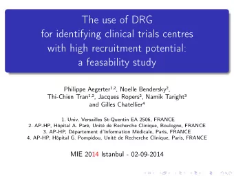 The use of DRG  for identifying clinical trials centres  with high recruitment potential:  a