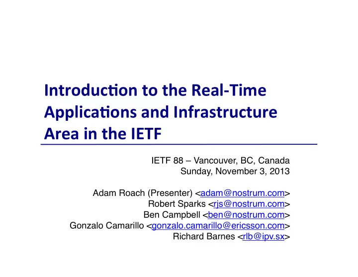 introduc on to the real time applica ons and