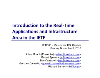 Introduc)on  to  the  Real-Time    Applica)ons  and  Infrastructure