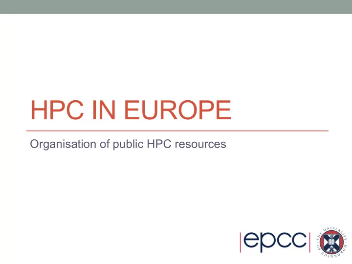 hpc in europe