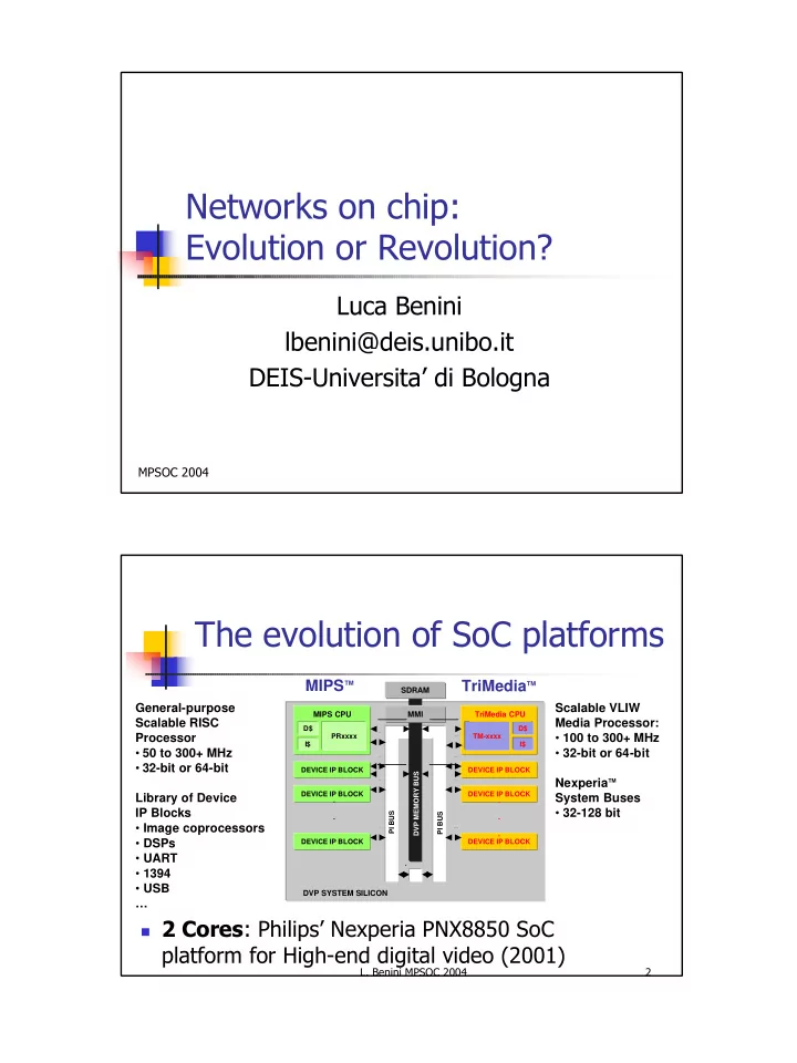 networks on chip evolution or revolution