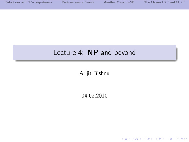 lecture 4 np and beyond