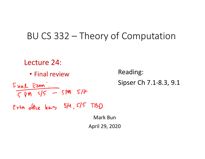 bu cs 332 theory of computation