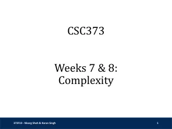 Complexity  373F19 - Nisarg Shah &amp; Karan Singh  1  Recap  Linear Programming  Standard