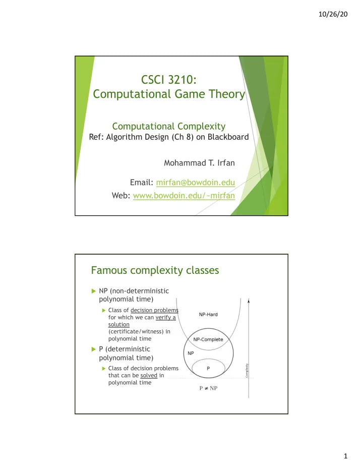 csci 3210 computational game theory