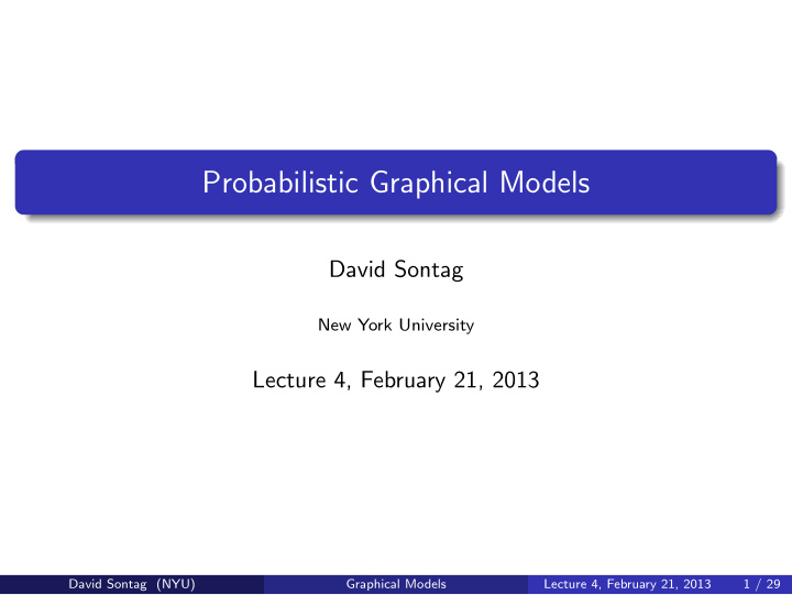 probabilistic graphical models