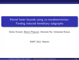 Kernel lower bounds using co-nondeterminism:  Finding induced hereditary subgraphs  Stefan Kratsch,