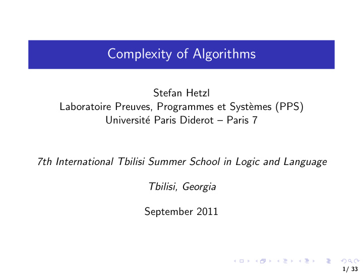 complexity of algorithms