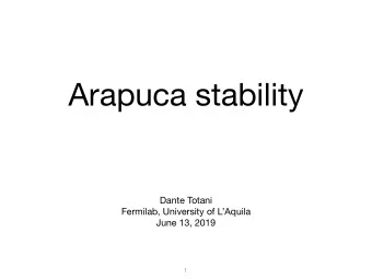 Arapuca stability Dante Totani Fermilab, University of LAquila  June 13, 2019    1  Runs LED