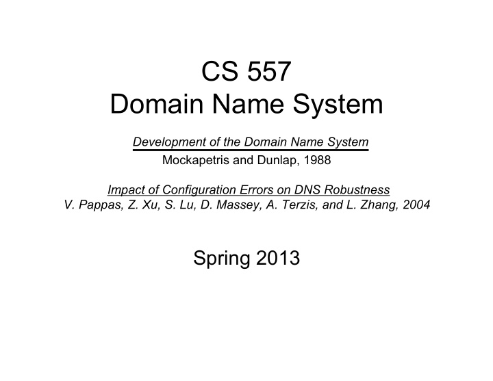 cs 557 domain name system
