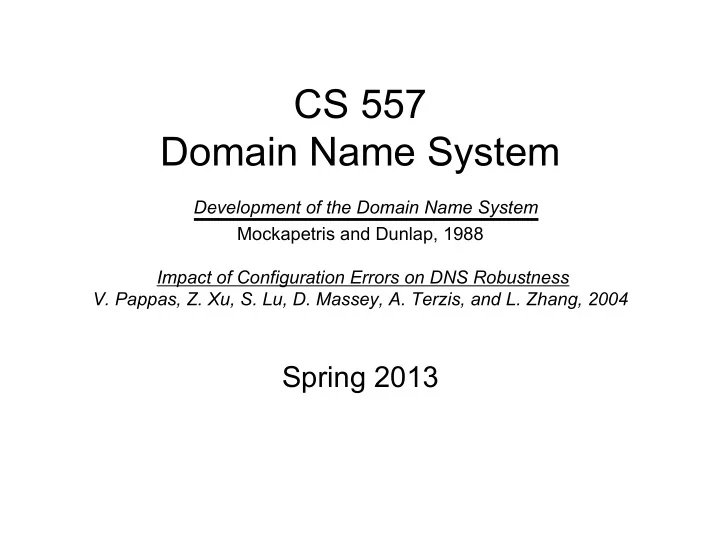 cs 557 domain name system
