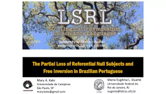 The  he Par  Partial  ial Loss  ss of  f Referential  rential Nul  ull  l Su  Subj  bjects  ects an