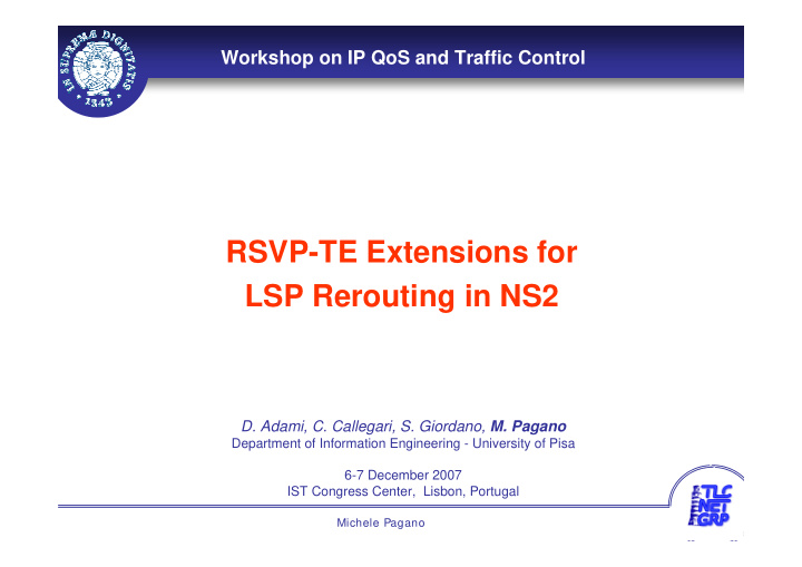 rsvp te extensions for lsp rerouting in ns2