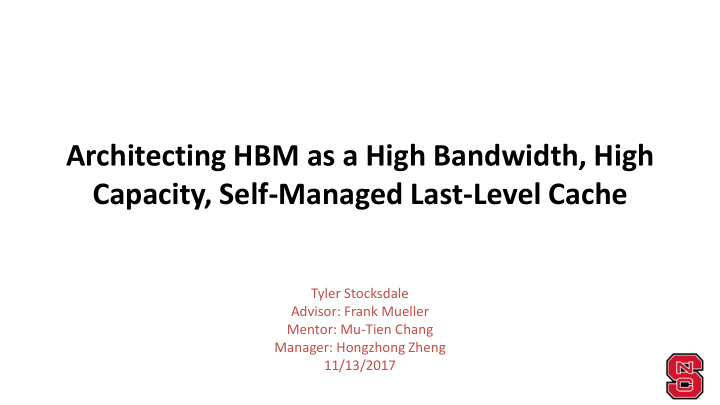 architecting hbm as a high bandwidth high capacity self