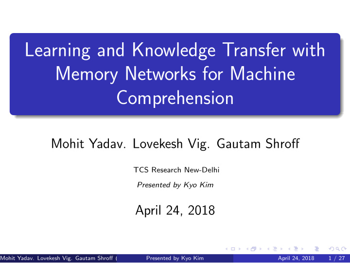 learning and knowledge transfer with memory networks for
