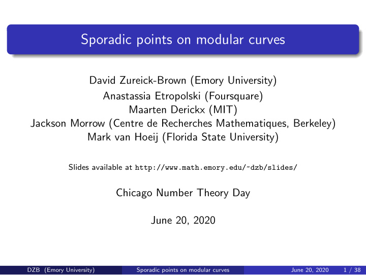 sporadic points on modular curves