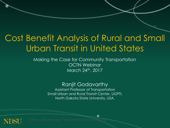 cost benefit analysis of rural and small urban transit in