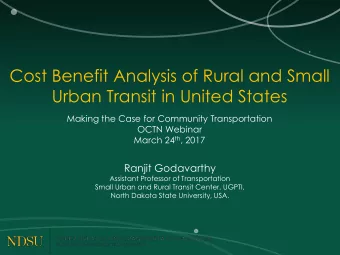 Cost Benefit Analysis of Rural and Small  Urban Transit in United States  Making the Case for