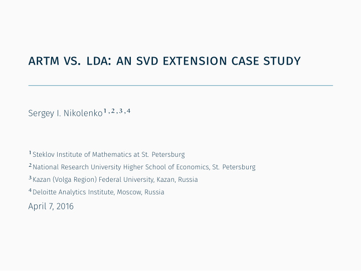 artm vs lda an svd extension case study