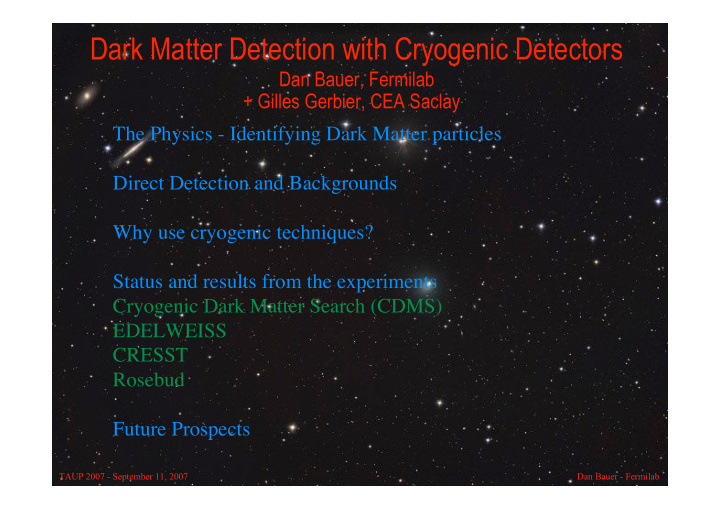 dark matter detection with cryogenic detectors